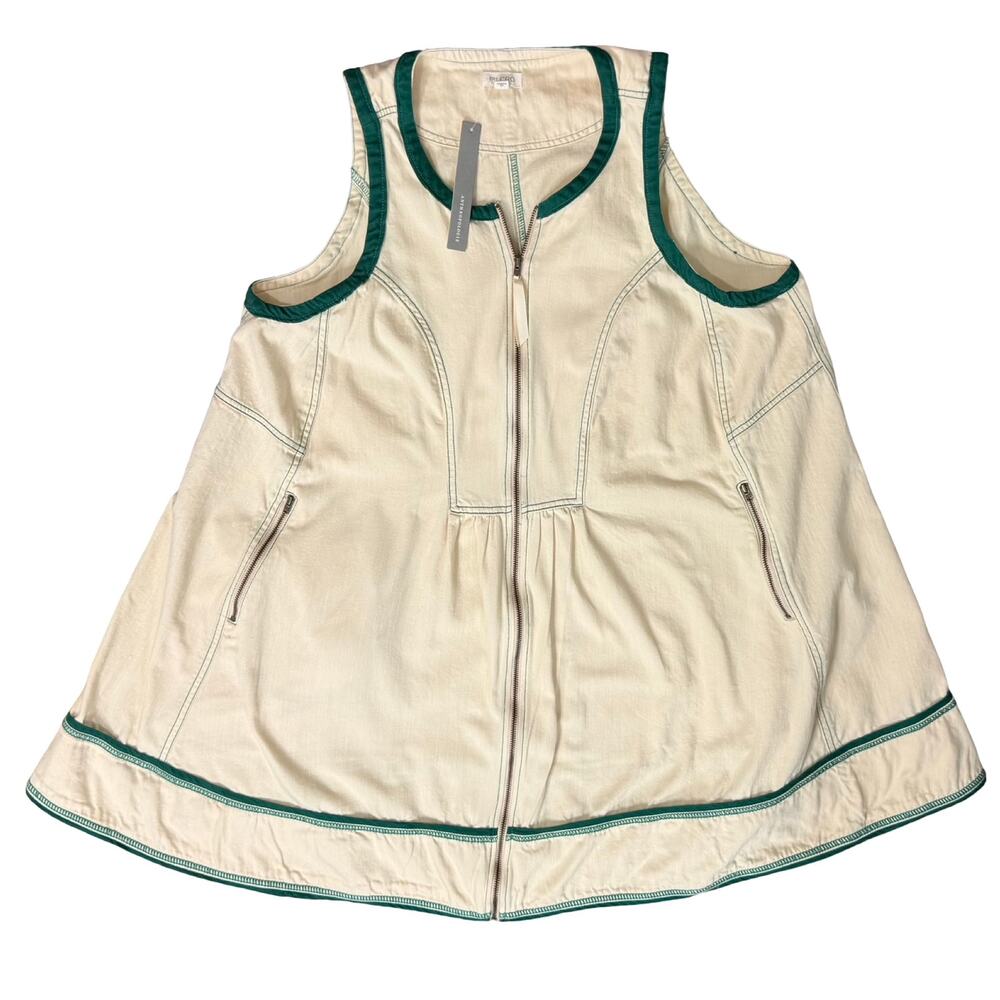 Anthropologie Pilcro Cream Green Zip Denim Mini Trapeze Dress size 1X NEW Tags - Picture 11 of 13